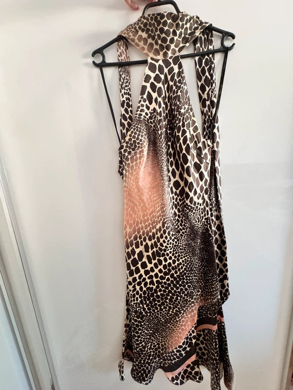 Roberto Cavalli Cheetah Print Silk Halter Dress - S/M