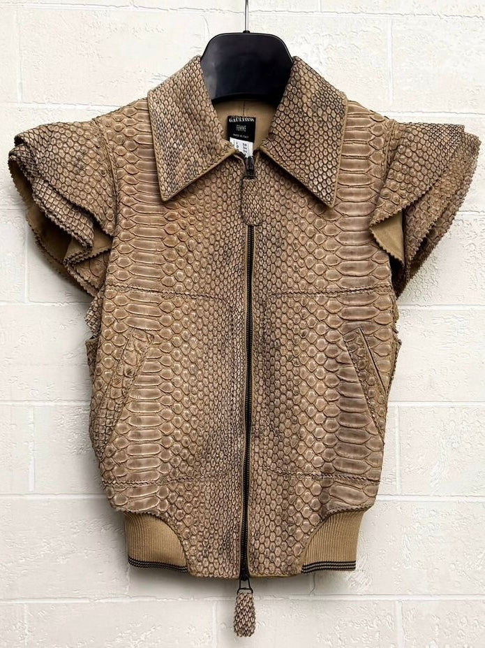 Jean Paul Gaultier SS 2007 Crocodile Zip Up Vest Jacket - S