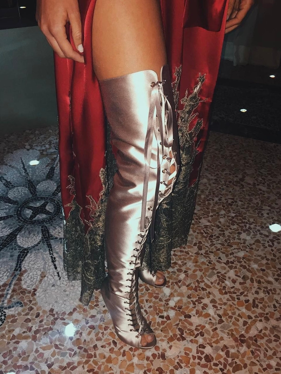 Gianvito Rossi Marie Satin Lace Up Boots - 39
