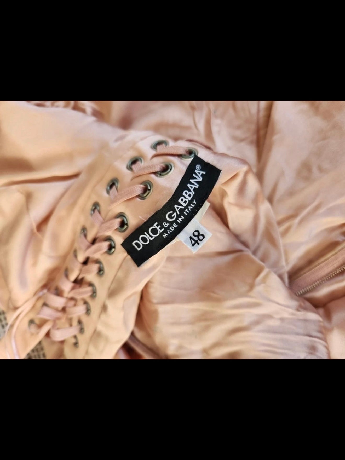 Dolce & Gabbana Runway Satin Lace Up Dress - L