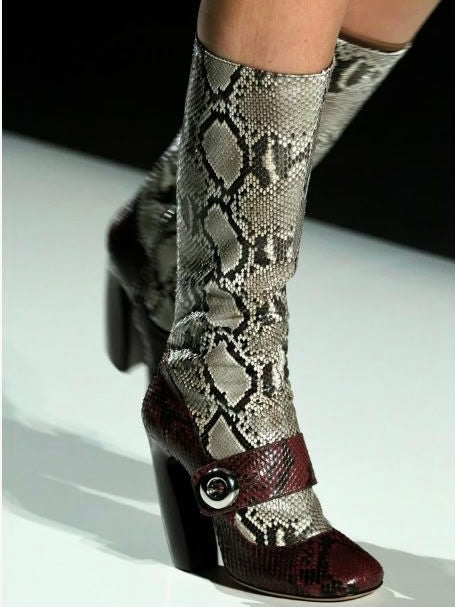 Prada SS 2011 Water Snake Black Python Boots - 38