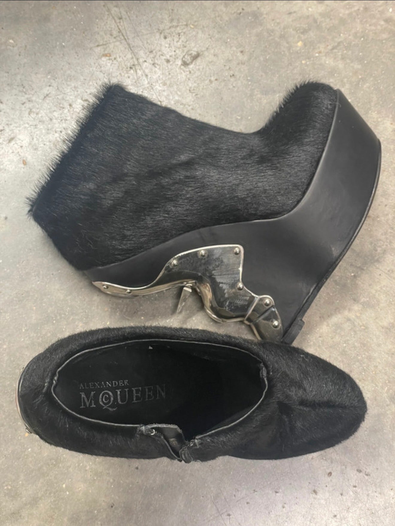 Alexander McQueen Pony Hair Metal Plate Boots - 38