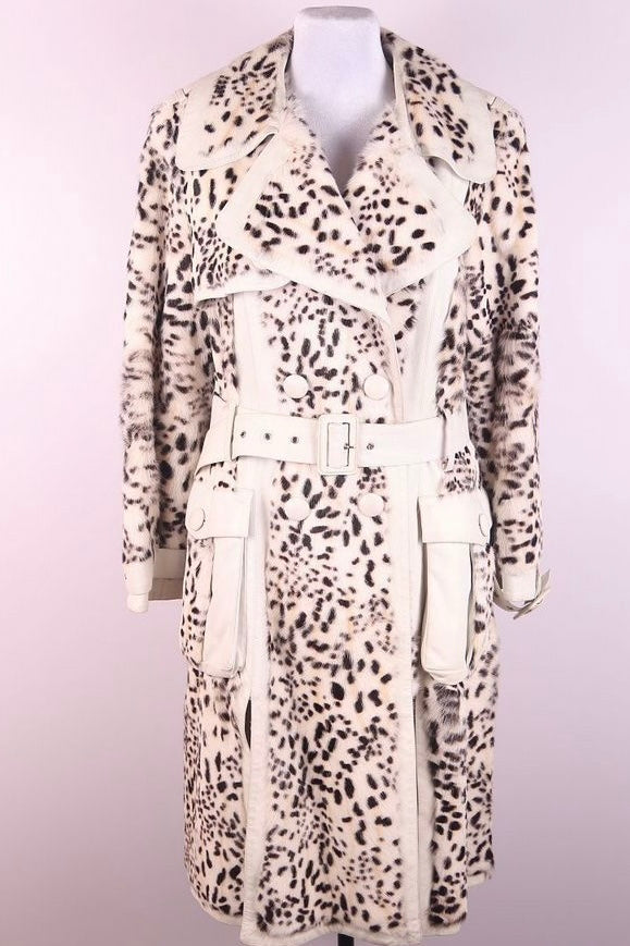 Dior by Galliano 2005 Lynx Print Leather and Fur Coat - M