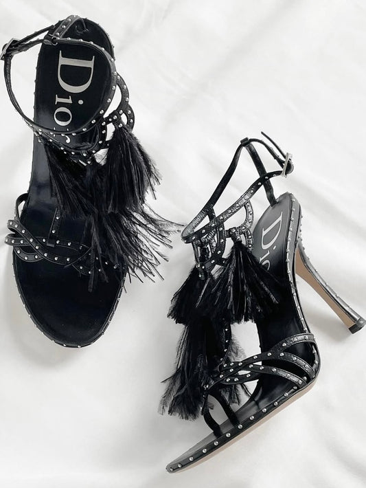 Dior Galliano Feather Heels - 39