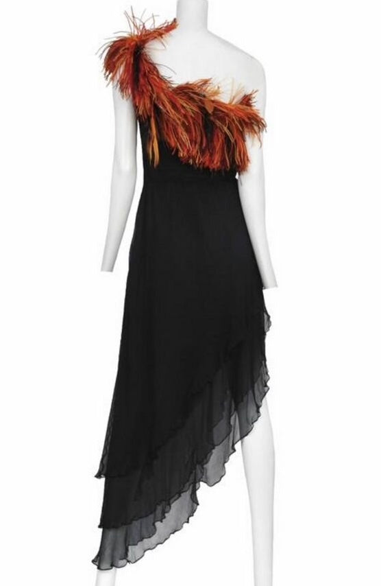 Yves Saint Laurent 1993 Ostrich Feather Disco Gown Brand New - S
