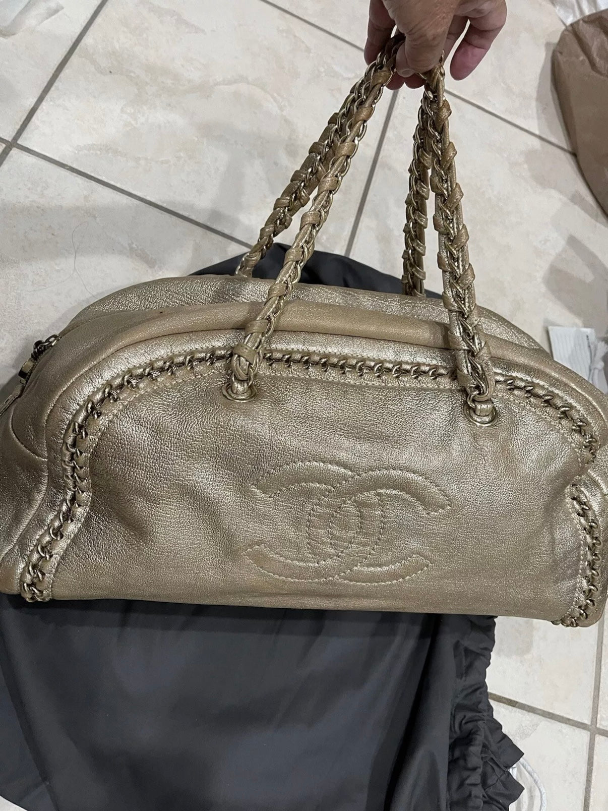Chanel Bowling Bag Gold Jumbo