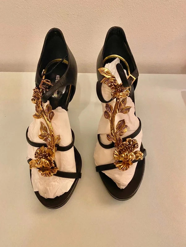 Roberto Cavalli 2015 Gold Leaf Heel Brand New - 38/38.5
