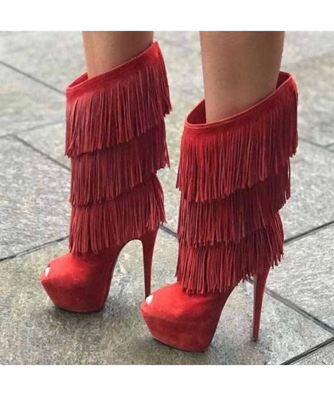Christian Louboutin Tina Highness Fringe Boots - 37.5/38