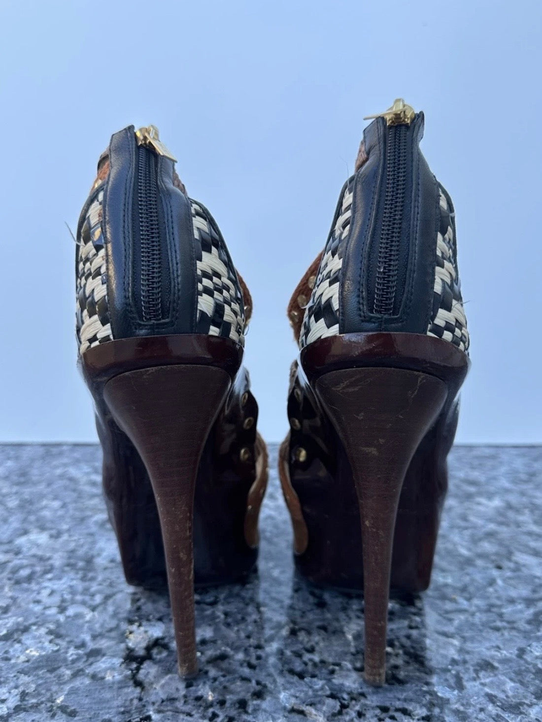 Jimmy Choo Python Wrap Platform Heels - 36.5 + 38