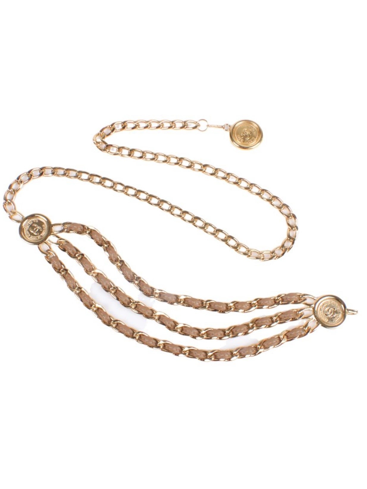 Chanel Medallion Triple Brown Chain Belt