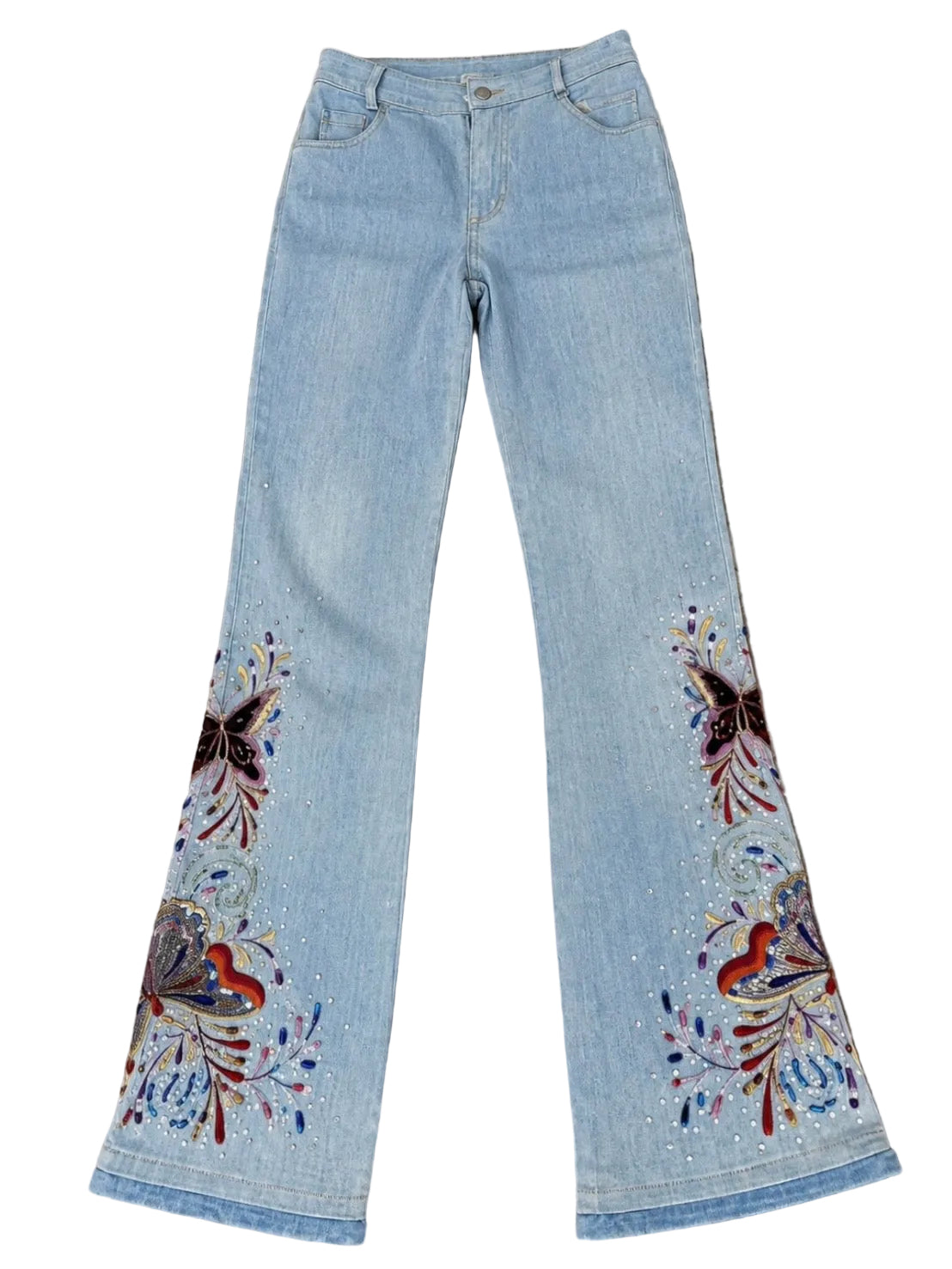 Dior Galliano SS 2002 Swarovski Butterfly Jeans - XS/S