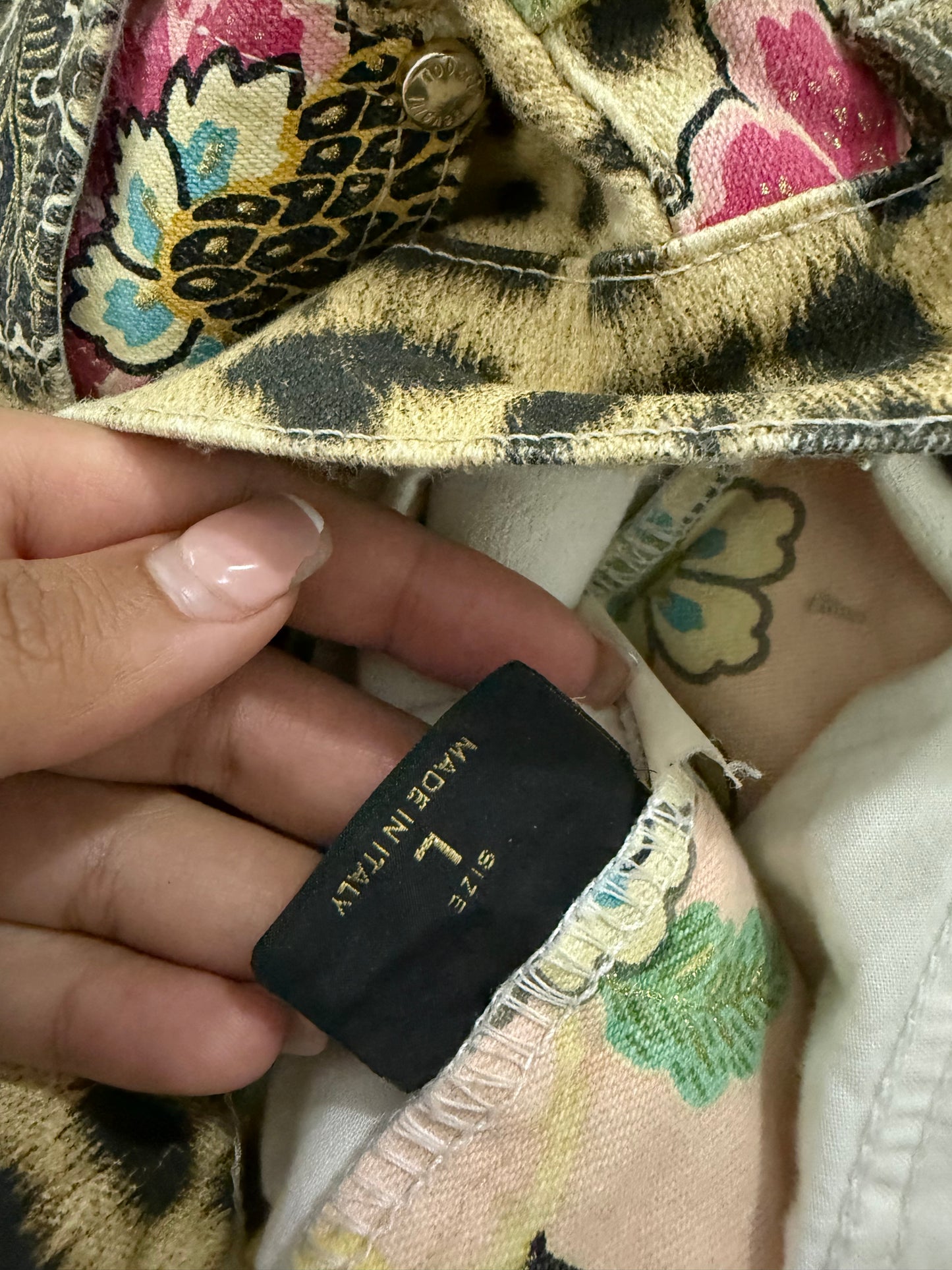 Roberto Cavalli Cheongsam Leopard Print Jeans - L