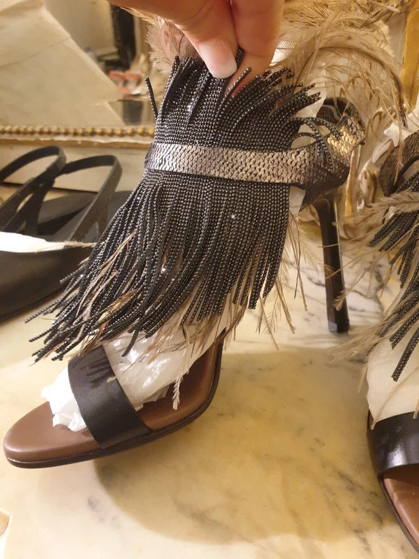 Brunello Cuccinelli Ostrich Feather Heels Brand New - 37