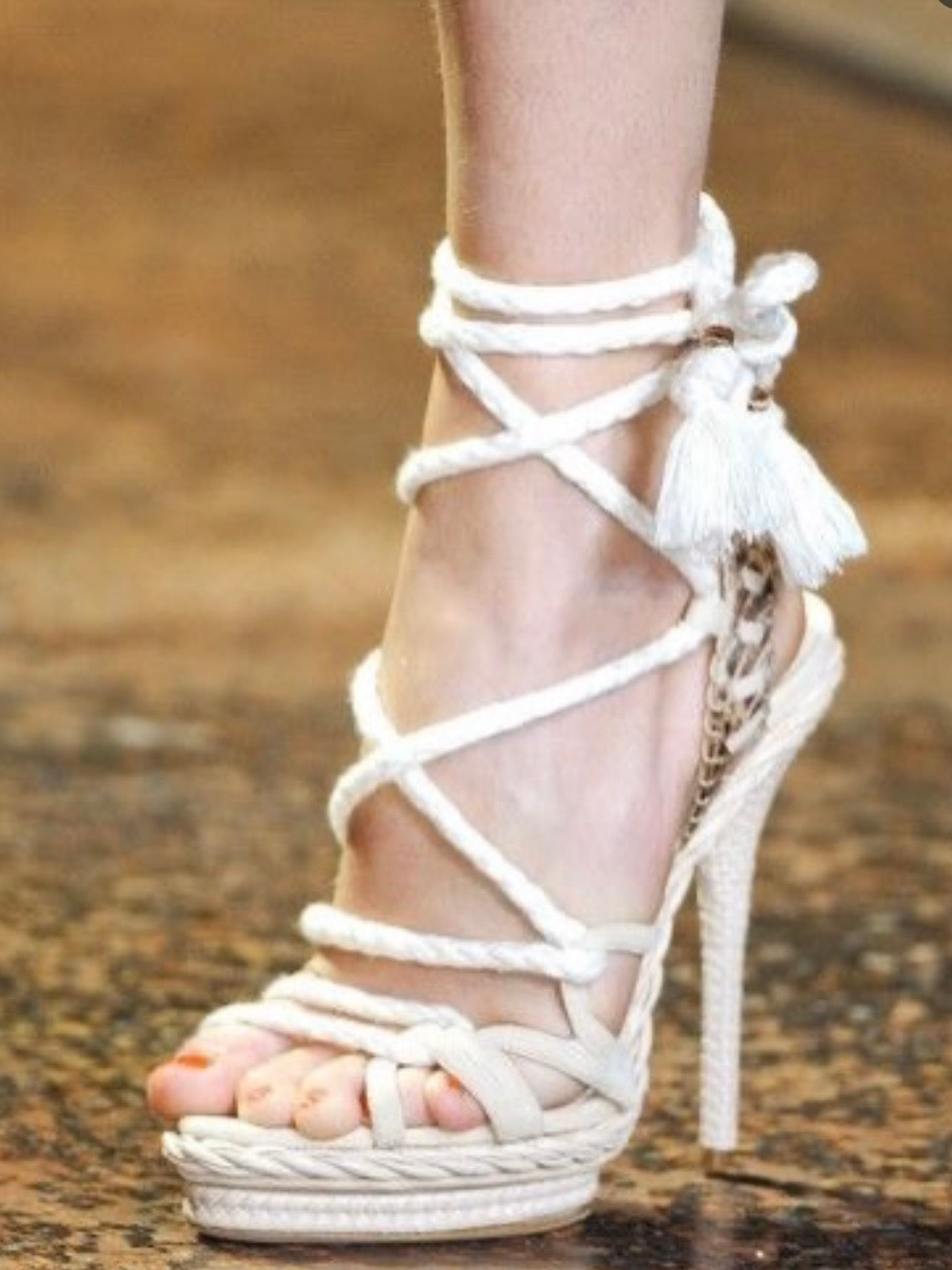 Dior Tahiti Rope Lace Up Heels - 40