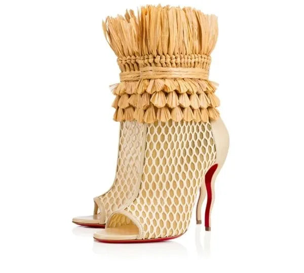 Christian Louboutin So Baker Raffia Boots Brand New - 40