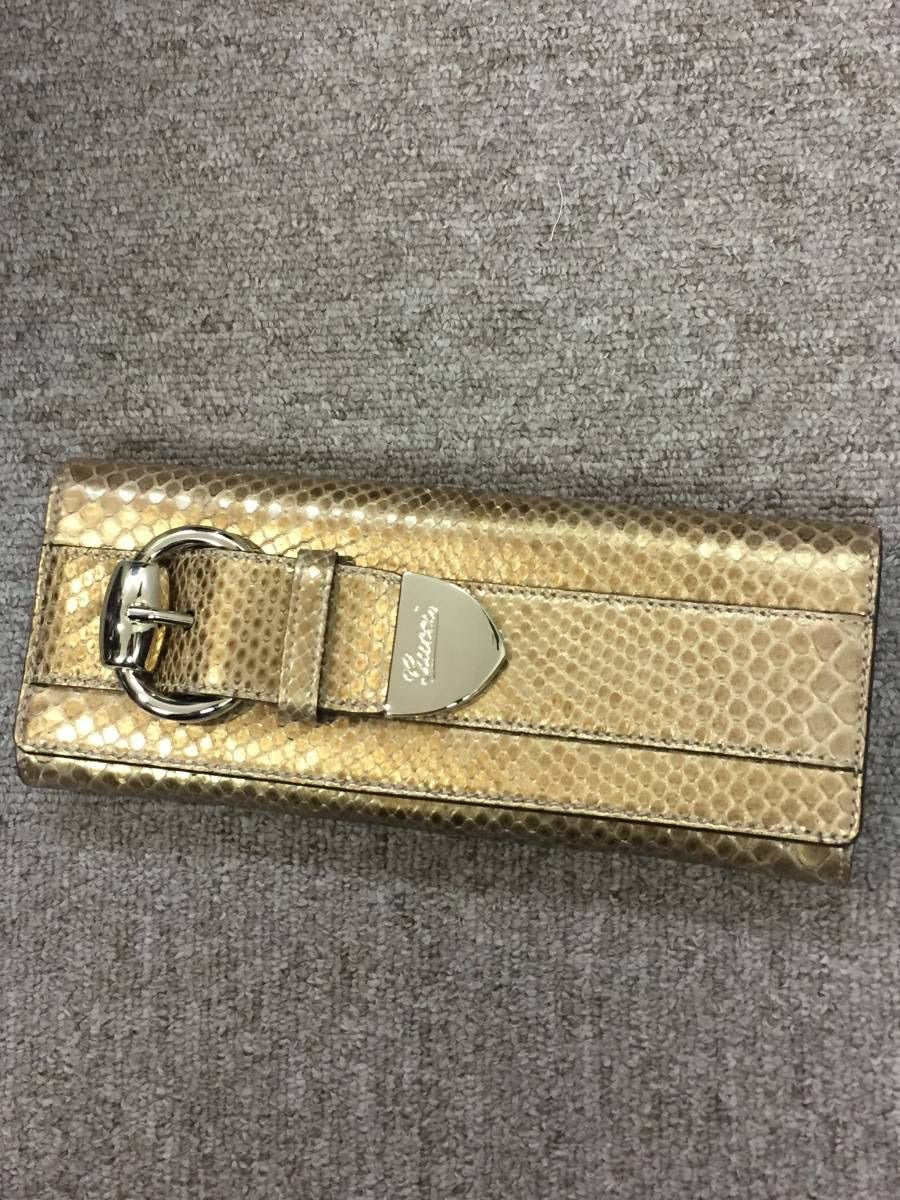 Gucci Belt Motif Python Clutch Bag