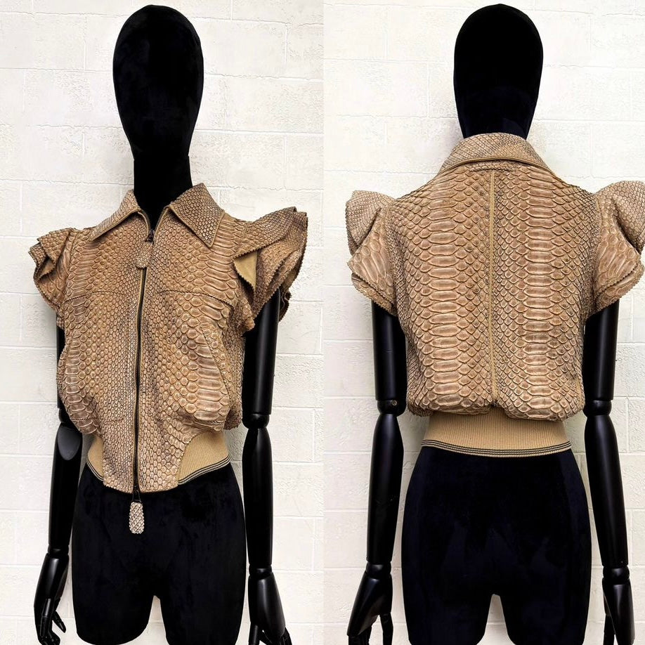 Jean Paul Gaultier SS 2007 Crocodile Zip Up Vest Jacket - S