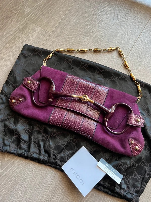 Gucci by Tom Ford Horsebit Bag with Lizard Skin