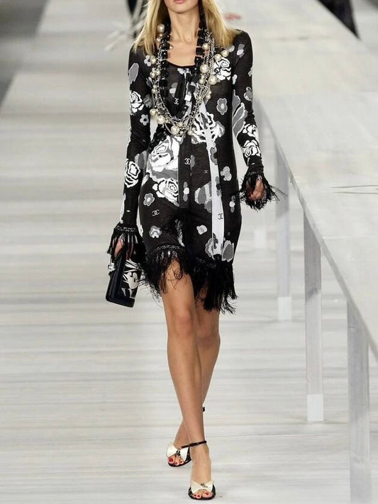 Chanel 2004 Runway Knit Fringe Dress - S/M