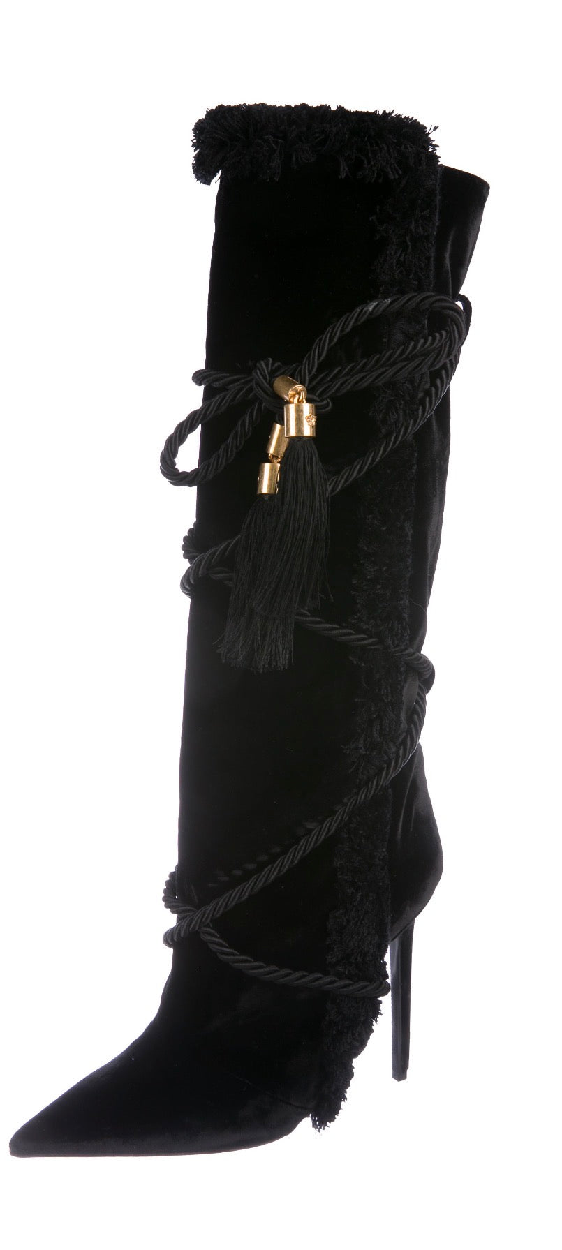 Versace Pillow Talk Velvet Rope Boots - 38 + 39