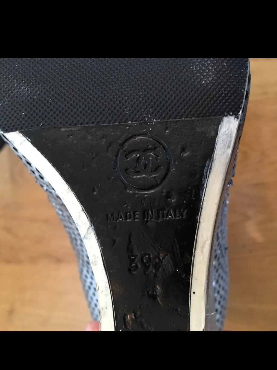 Chanel Silver Wedge Boots - 39.5