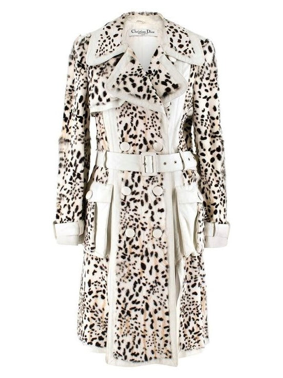Dior by Galliano 2005 Lynx Print Leather and Fur Coat - M