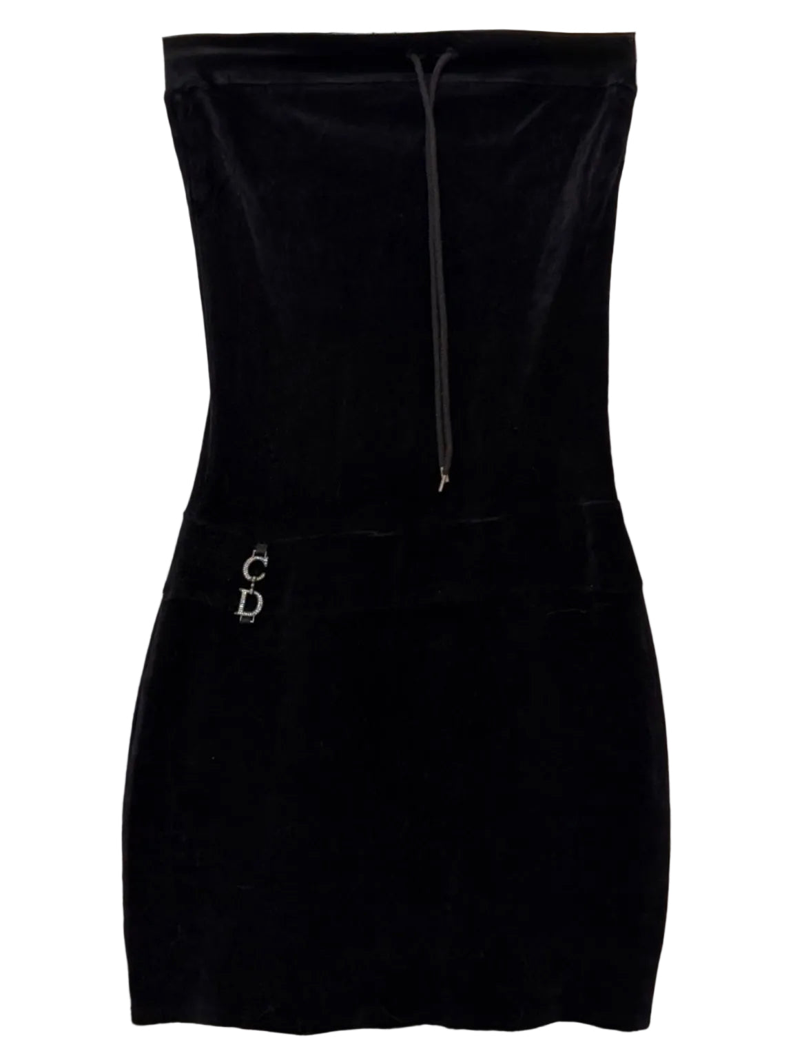 Dior Diamanté CD Logo Velour Dress - S/M