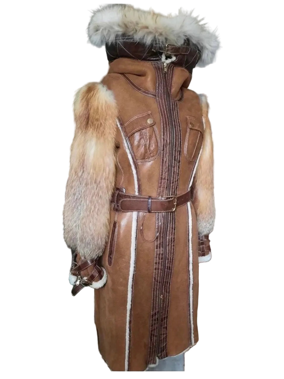 Dolce & Gabbana Shearling Coat with Fur Trim - M