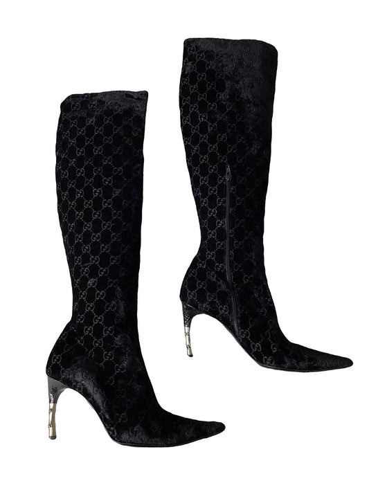 Gucci by Tom Ford GG Monogram Velvet Boots - 39/39.5