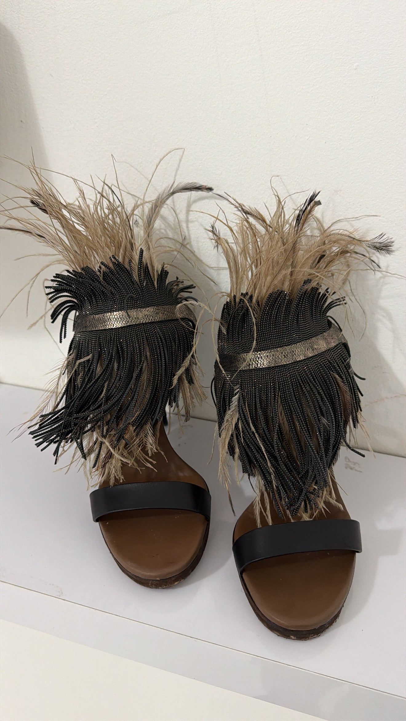 Brunello Cuccinelli Ostrich Feather Heels - 39