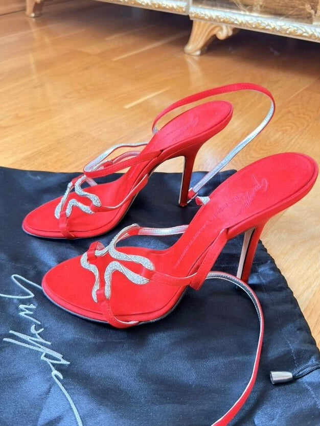 Giuseppe Zanotti Embellished Abstract Satin Heel - 37/38