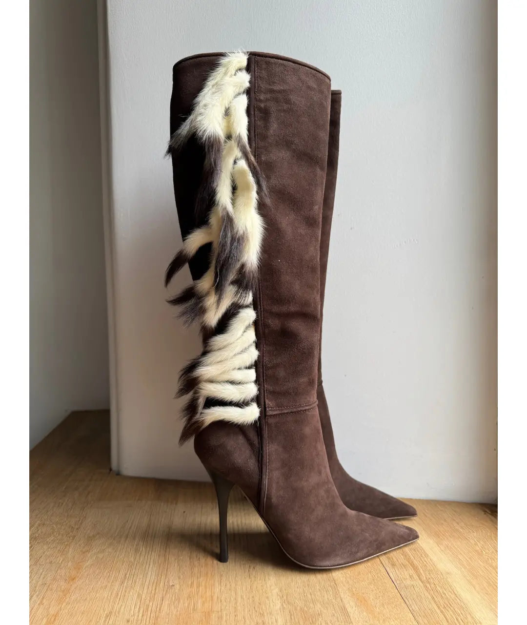 Roberto Cavalli Fox Fur Trim Boots - 37/38