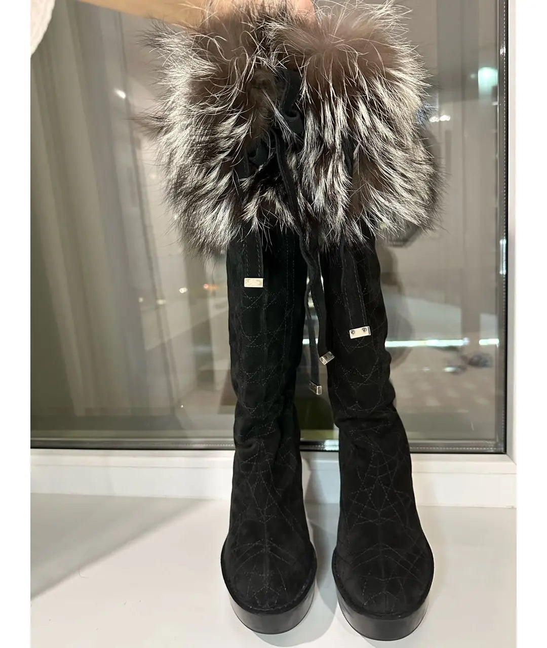 Dior Wedge Fox Fur Boots - 38