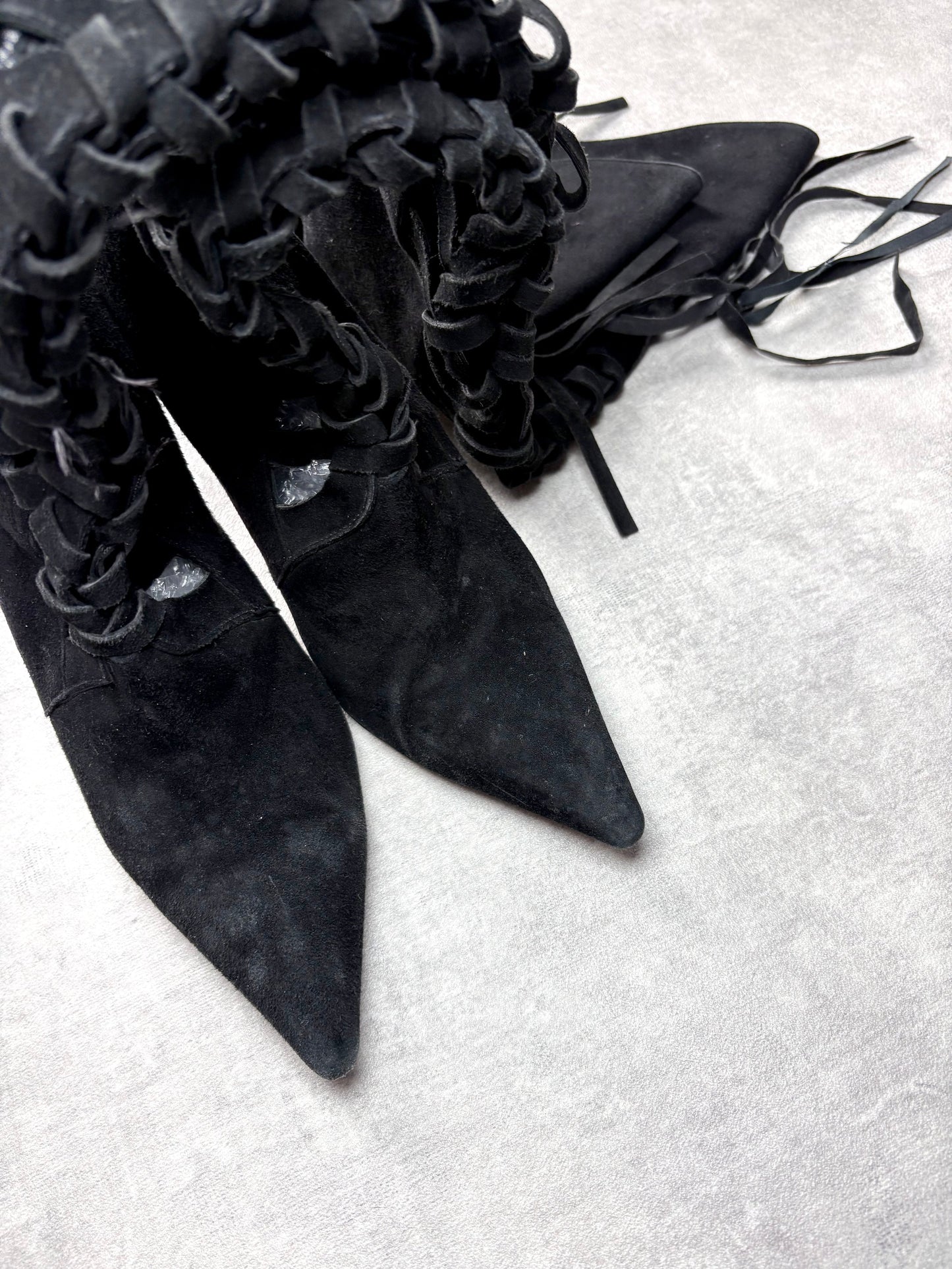 Versace F/W 2014 Laser Cut Out Suede Boots - 40