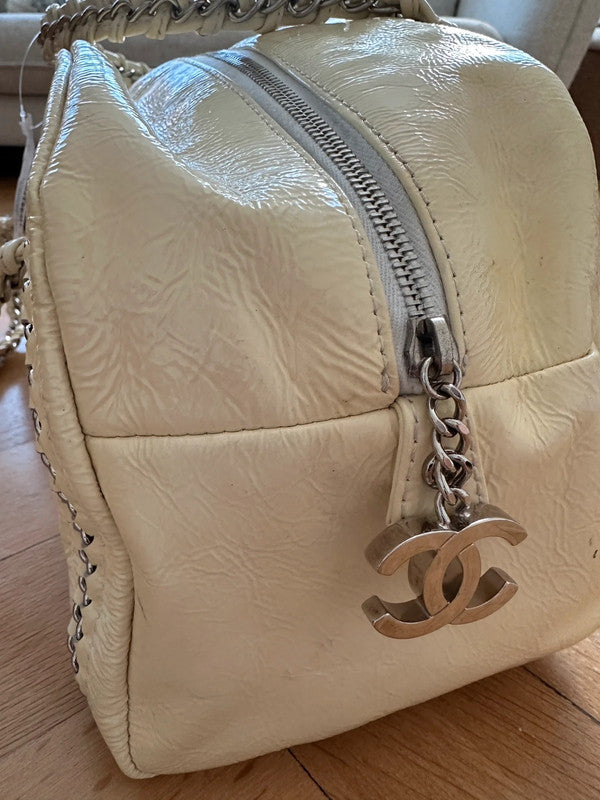 Chanel Bowler Bag White Patent Leather