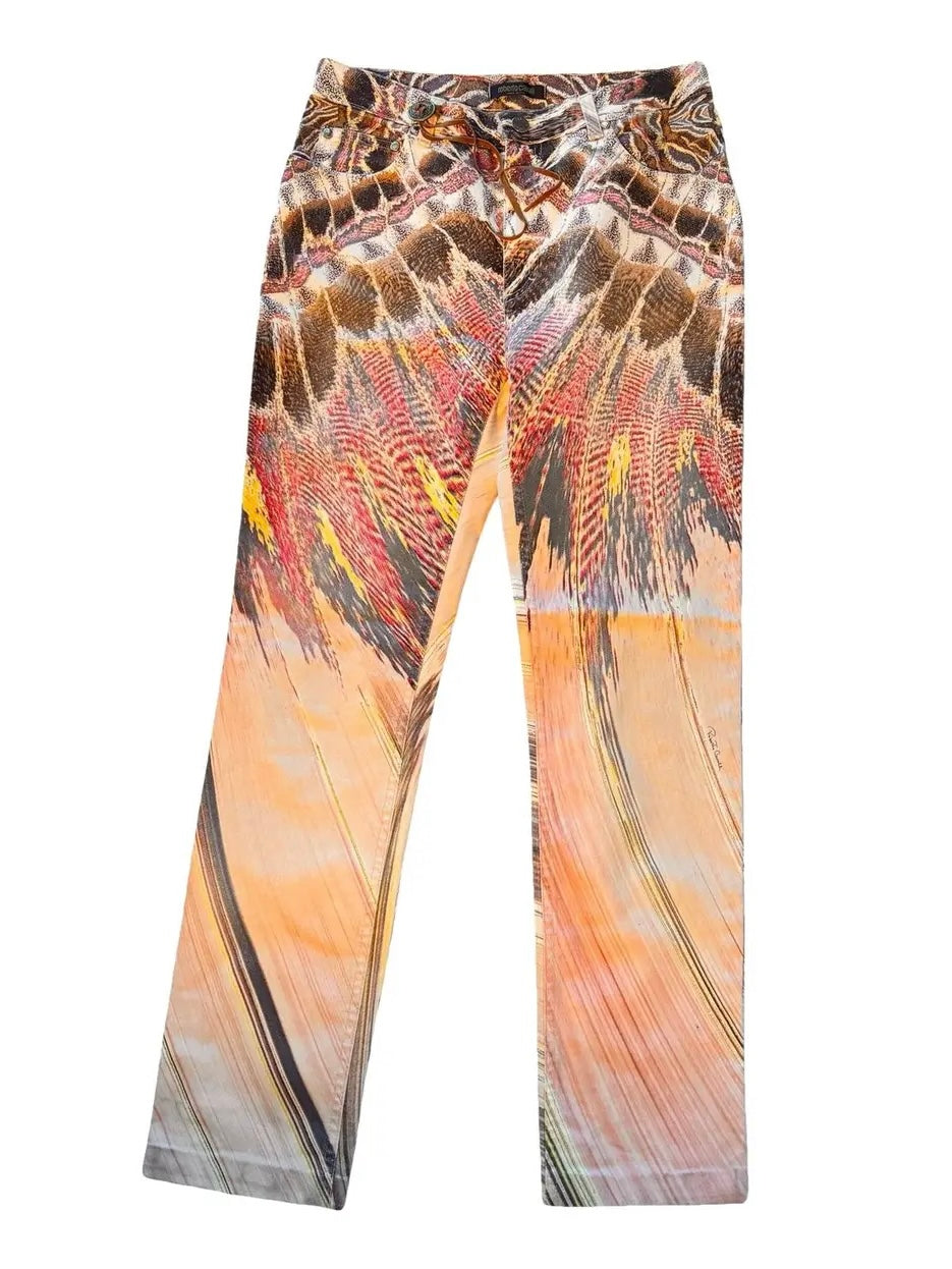 Roberto Cavalli Feather Jeans - L