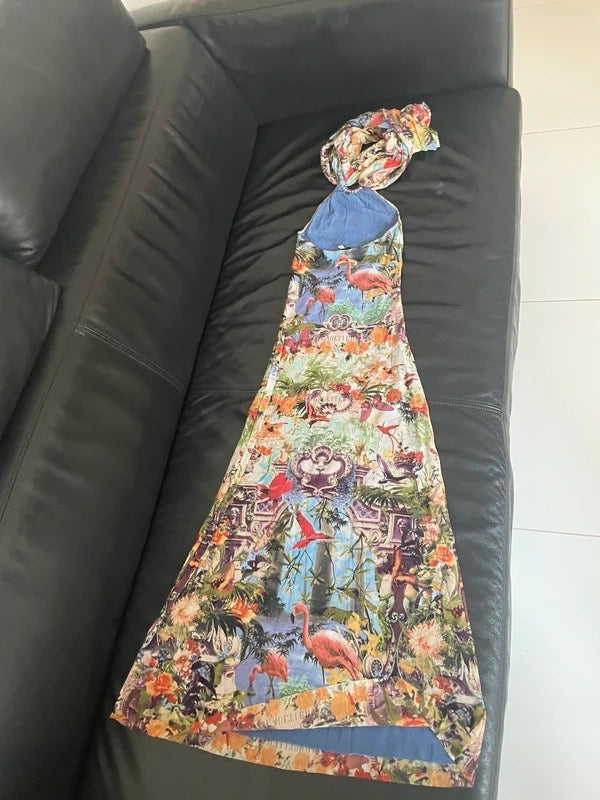 Jean Paul Gaultier S/S 1999 Flamingo Mesh Maxi Dress - S