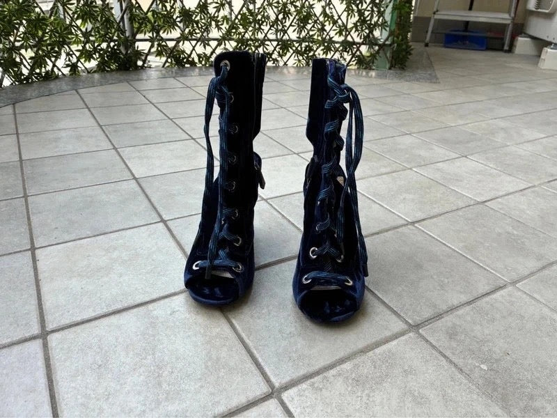 Prada Sailor Velvet Wedge Boots - 36