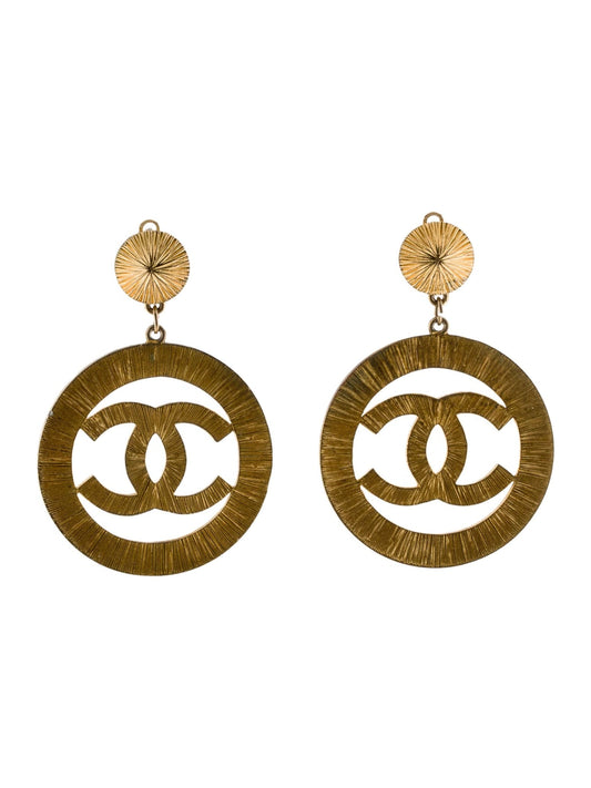Chanel 1990s Oversized Hoop Dangle Earrings