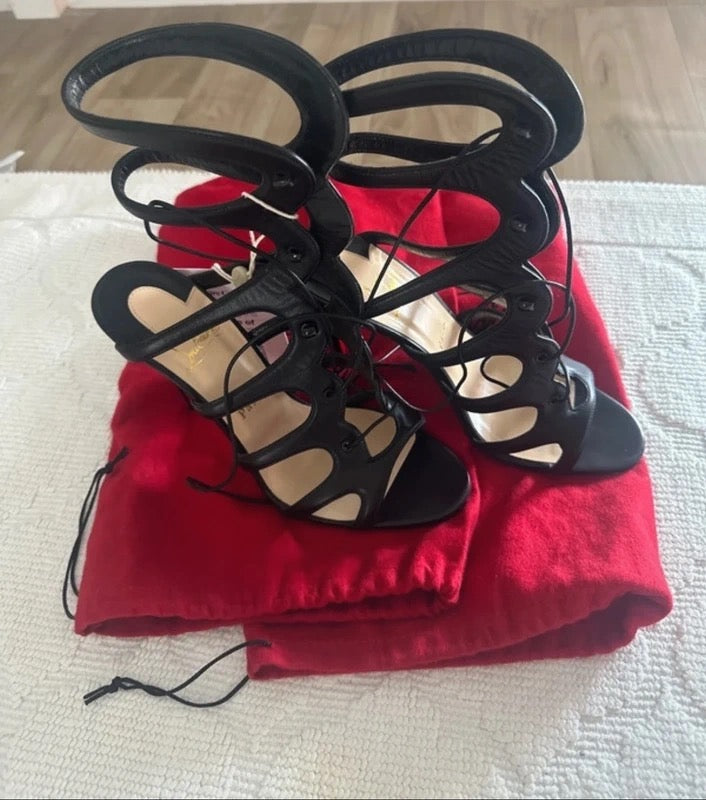 Christian Louboutin All Black Gladiator Heels - 39