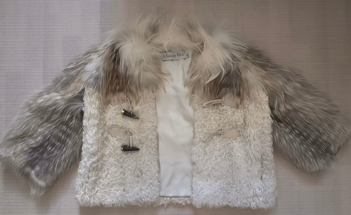 Dior Shearling & Grey Fur Cape/Coat - M