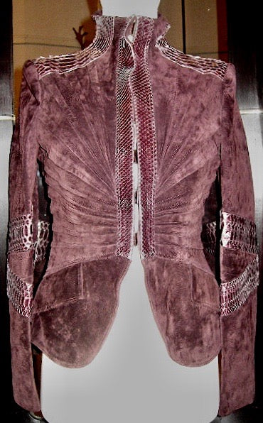 Gucci by Tom Ford S/S 2004 Python Suede Burgundy Jacket - S