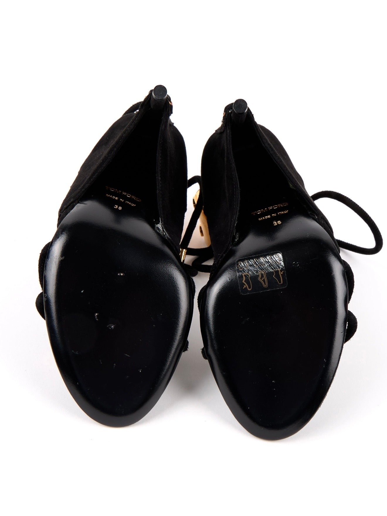 Tom Ford Gold Ankle Cuff Wedge Heels - 36