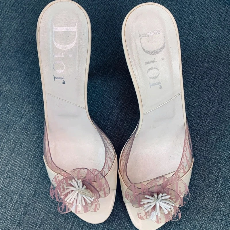 Dior Trotter Monogram Flower Heels - 39.5