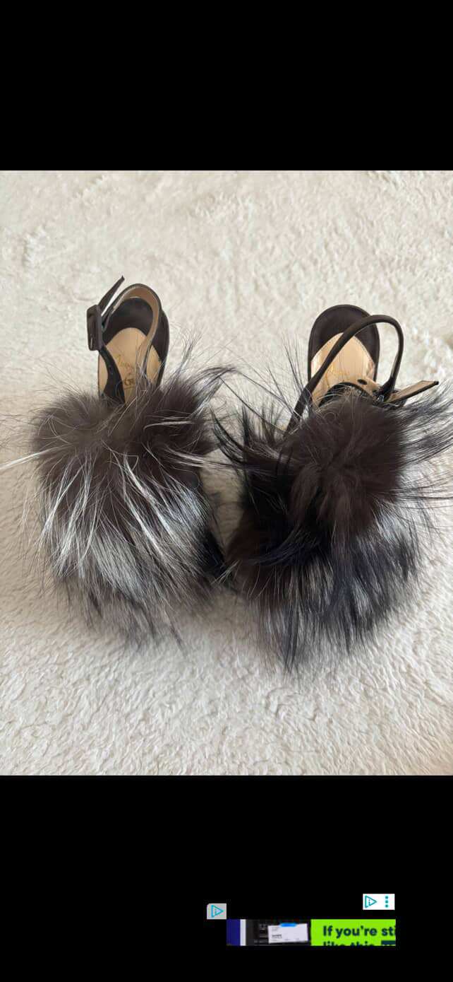 Christian Louboutin Fur Splash Heels - 37