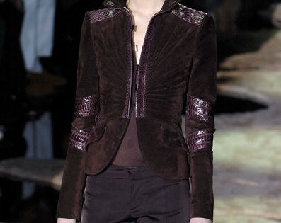Gucci by Tom Ford S/S 2004 Python Suede Burgundy Jacket - S