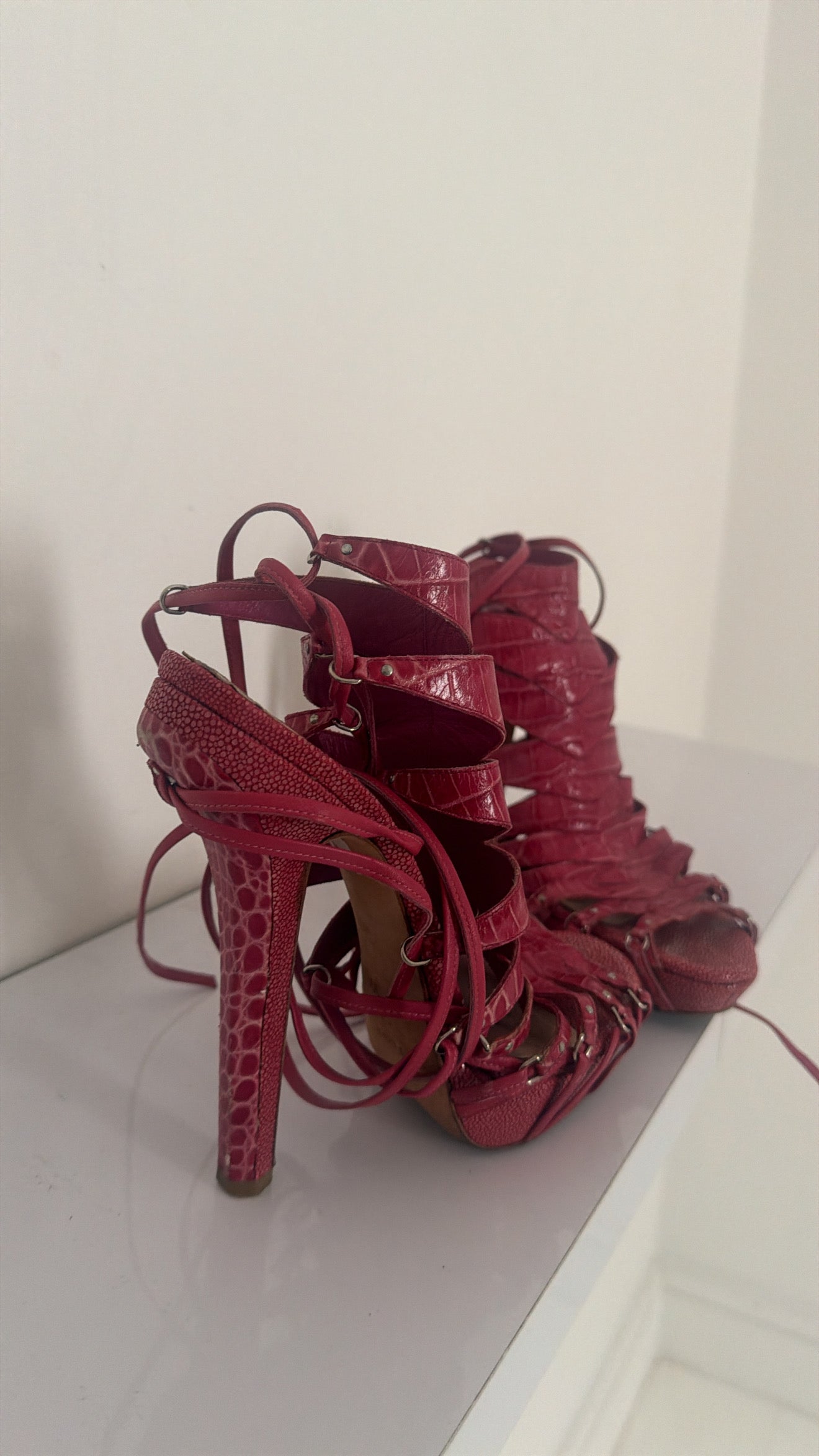 Dior 2009 Alligator Runway Heels in Pink - 39