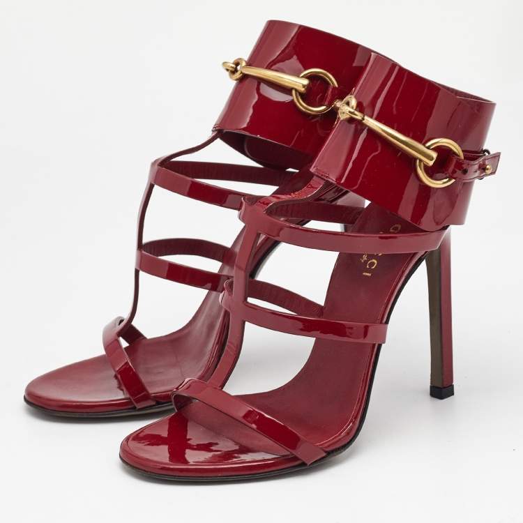 Gucci Cage Ursula Heels Burgundy- 35/35.5