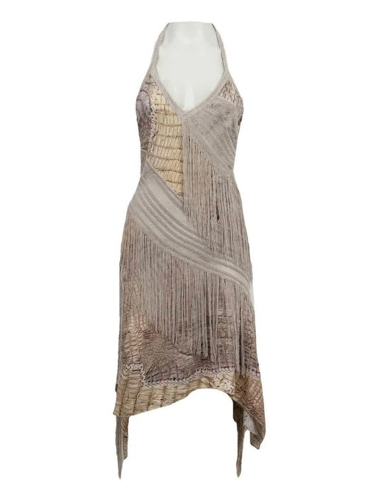 Roberto Cavalli Ss2011 Croc Fringe Dress - IT 42