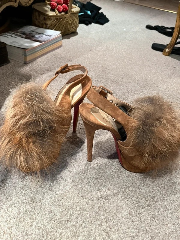 Christian Louboutin Fur Splash Heels Brand New - 39